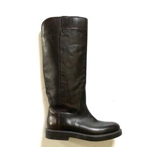 Women's Tall Leather Combat Boot - Dark Brown